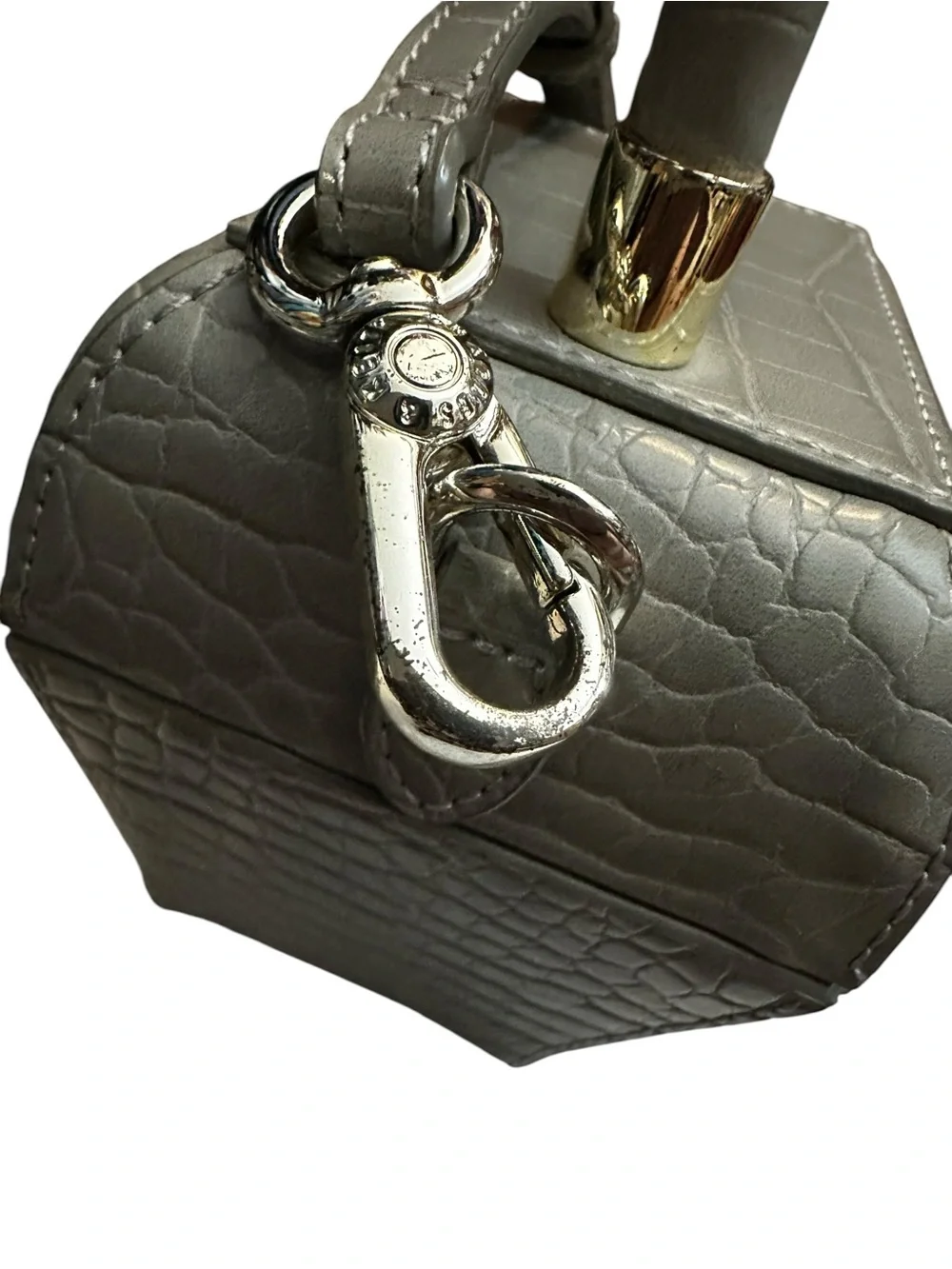 Charles & Keith Sculptural croc embossed Mini Crossbody Bag Gray Rare